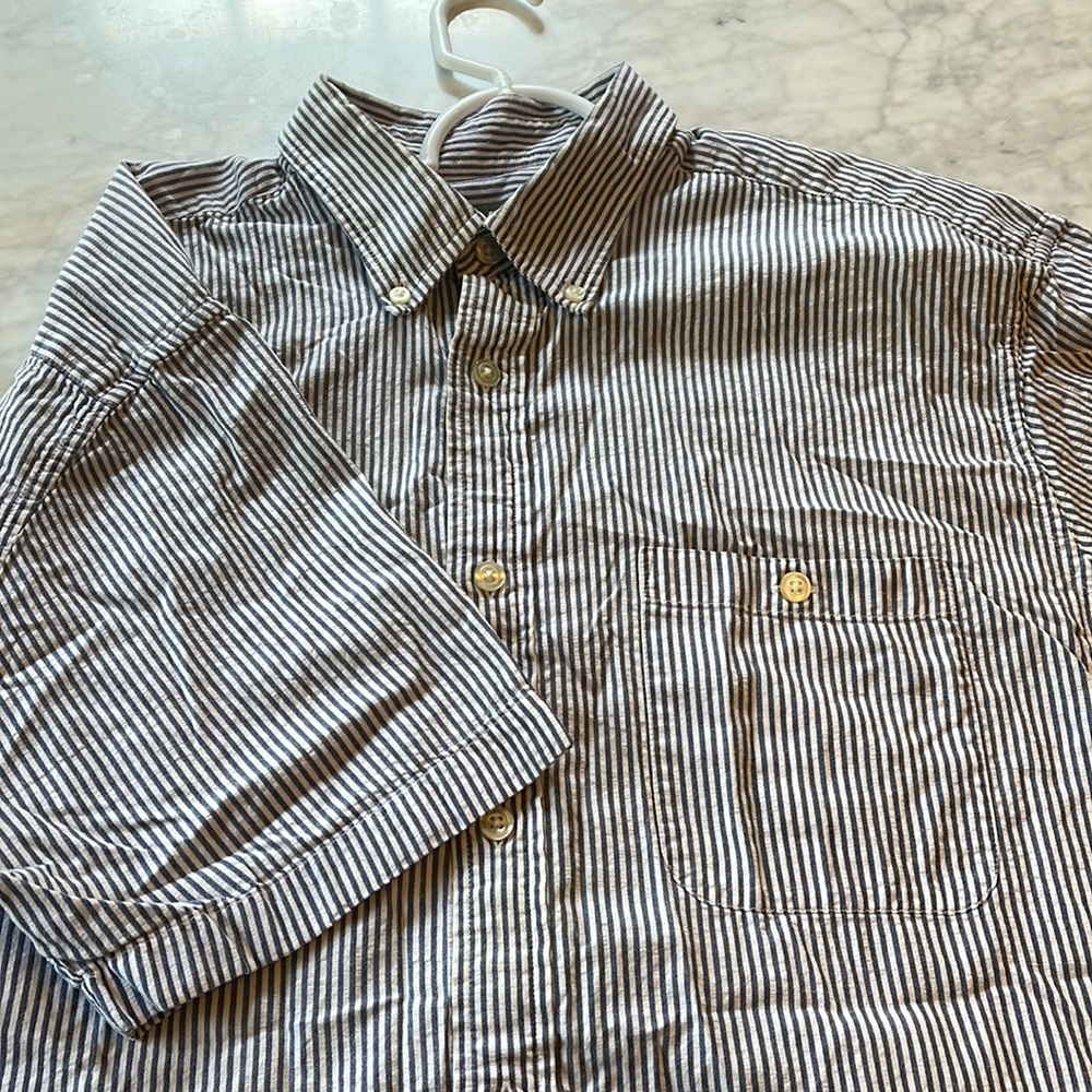 Orvis Seersucker Short Sleeve Button Down Shirt XL